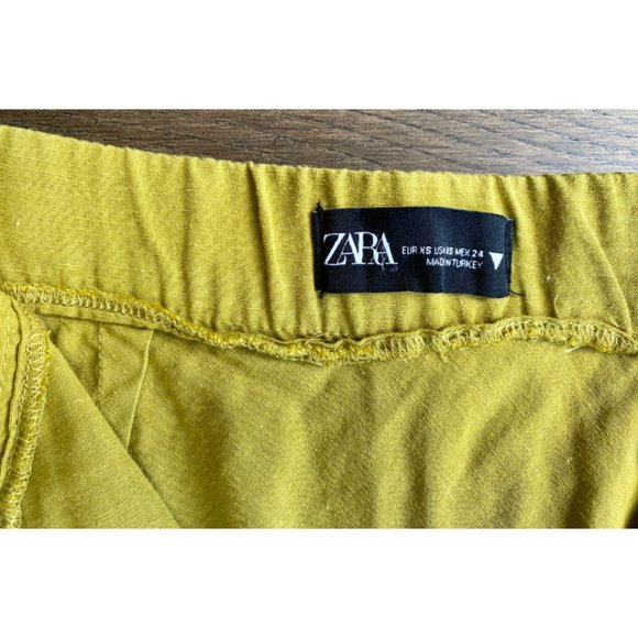 Zara Linen Chartreuse Women's  Mini Skirt Size XS - Picture 11 of 15